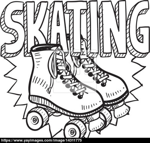 512x490 Roller Skating Sketch Vector - Roller Sketch
