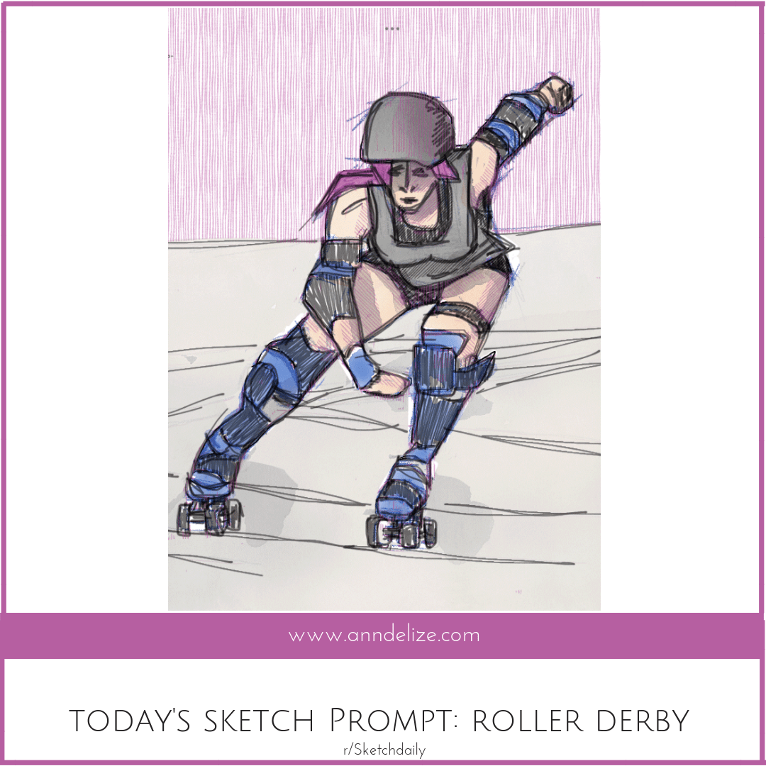 1080x1080 Sketch Prompt Roller Derby Anndelize Visual Artist - Roller Sketch