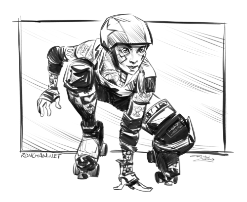 500x410 Sketch Of A Roller Derby Girl For A Sketch... Ron Chan - Roller Sketch