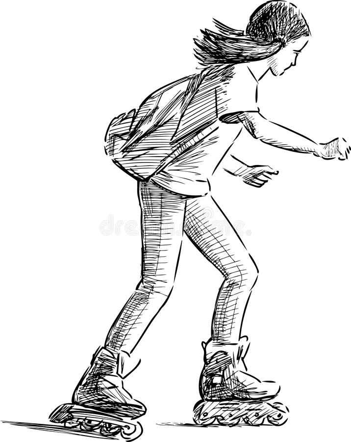 716x900 Collection Of Roller Skates Drawing High Quality, Free - Rollerblade Sketch