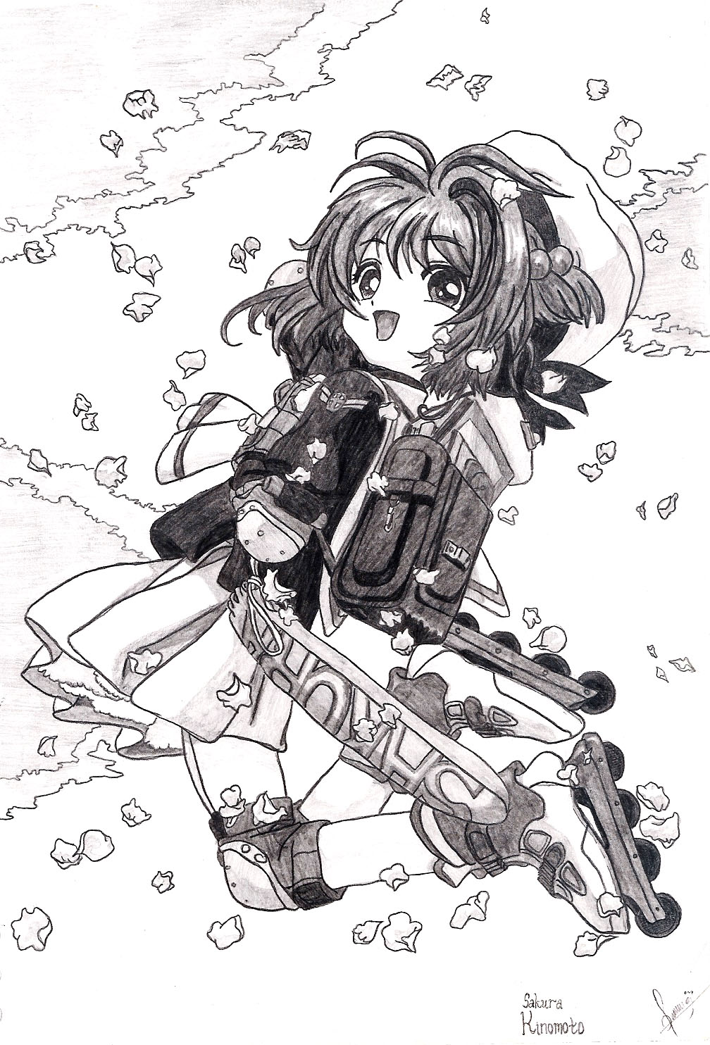 1008x1484 Sakura Kinomoto, Rollerblade By Saouif - Rollerblade Sketch