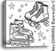 198x179 Canvas Print Of Summer Fun Sketch Barewalls Posters Amp Prints - Rollerblade Sketch