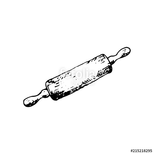 500x500 Hand Drawn Rolling Pin Doodle. Sketch Style Icon. Decoration - Rolling Pin Sketch