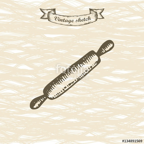 500x500 Rolling Pin Sketch. Vector Illustration Stock Image And Royalty - Rolling Pin Sketch