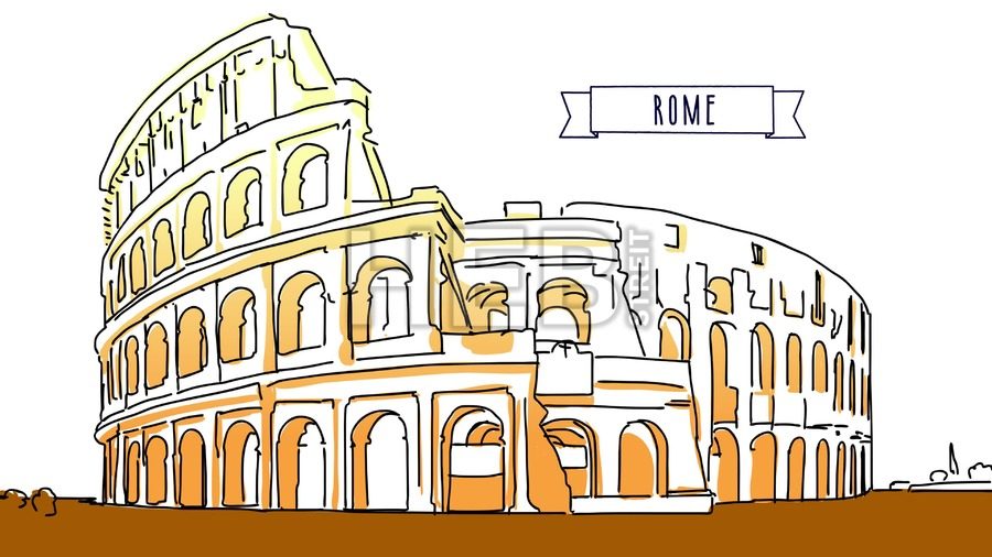 900x506 Rome Colosseum Animated Outline Sketch Hebstreits - Roman Colosseum Sketch