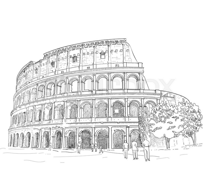 800x673 Vector - Roman Colosseum Sketch