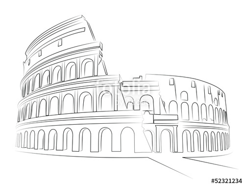 500x379 Colosseum Rome - Roman Colosseum Sketch