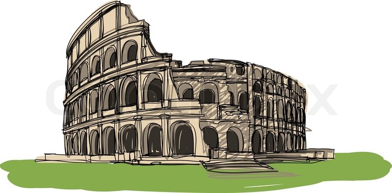 800x394 Colosseum Rome Italy Sketcbook Vector Stock Vector Colourbox - Roman Colosseum Sketch