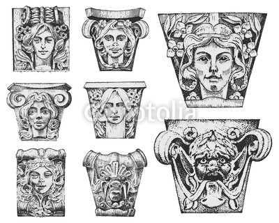 400x320 Detail Ancient Classic Building. Architectural Ornamental Elements - Roman Column Sketch