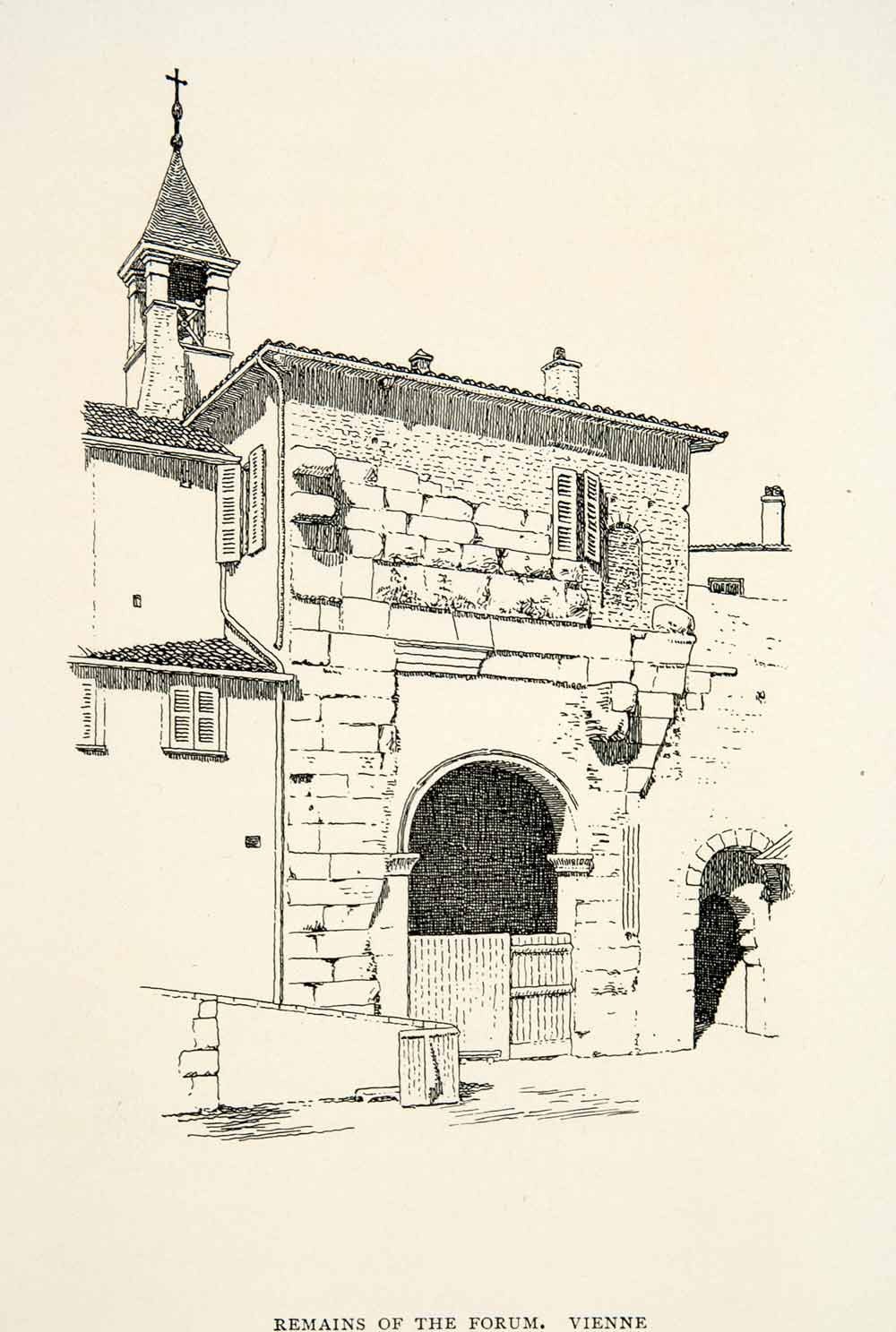 1000x1487 1910 Lithograph Remains Roman Forum Vienne Isere France Bell Tower - Roman Forum Sketch