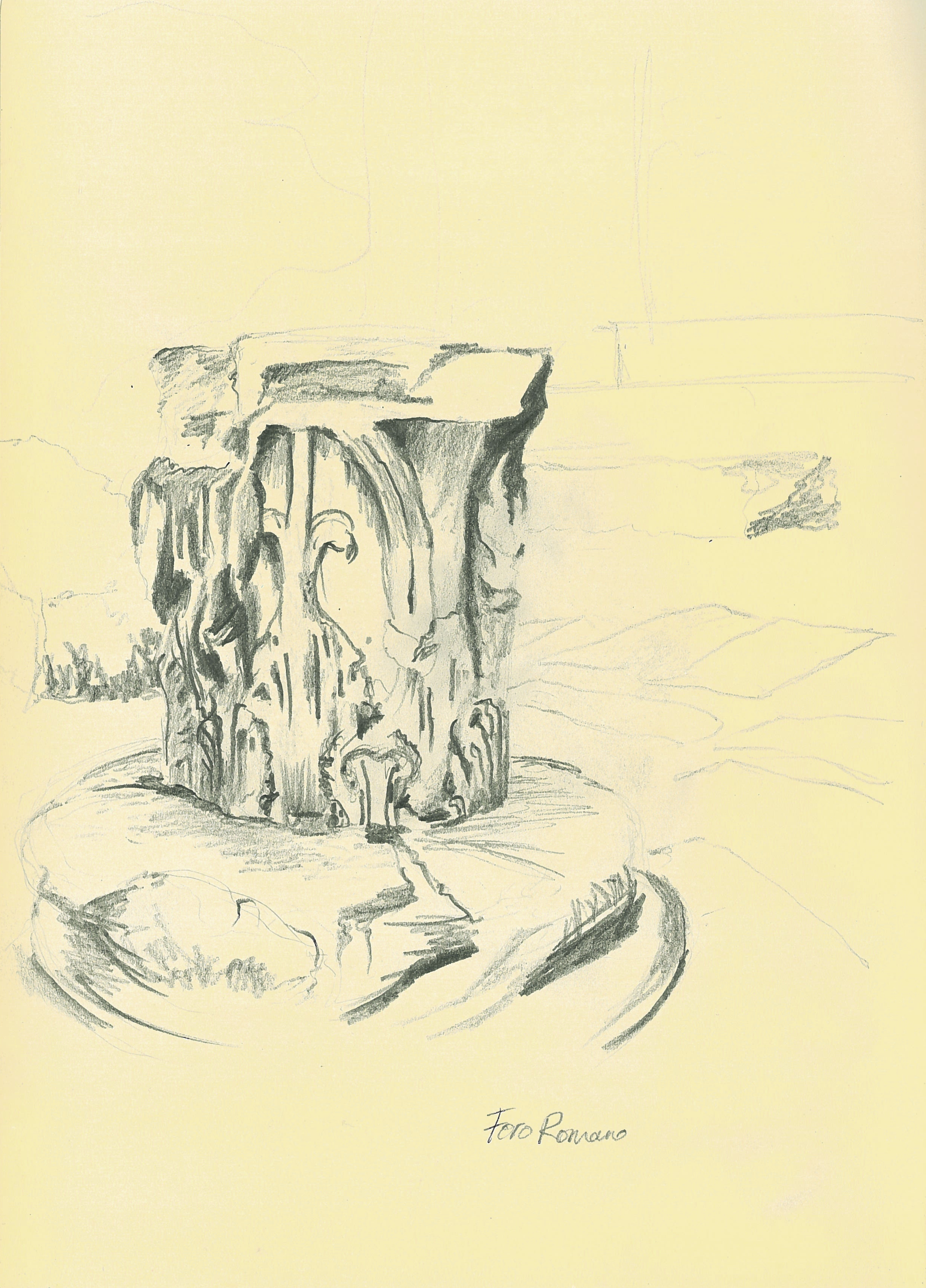 2454x3414 Roma 1 Memory And Monument Shelley Long - Roman Forum Sketch