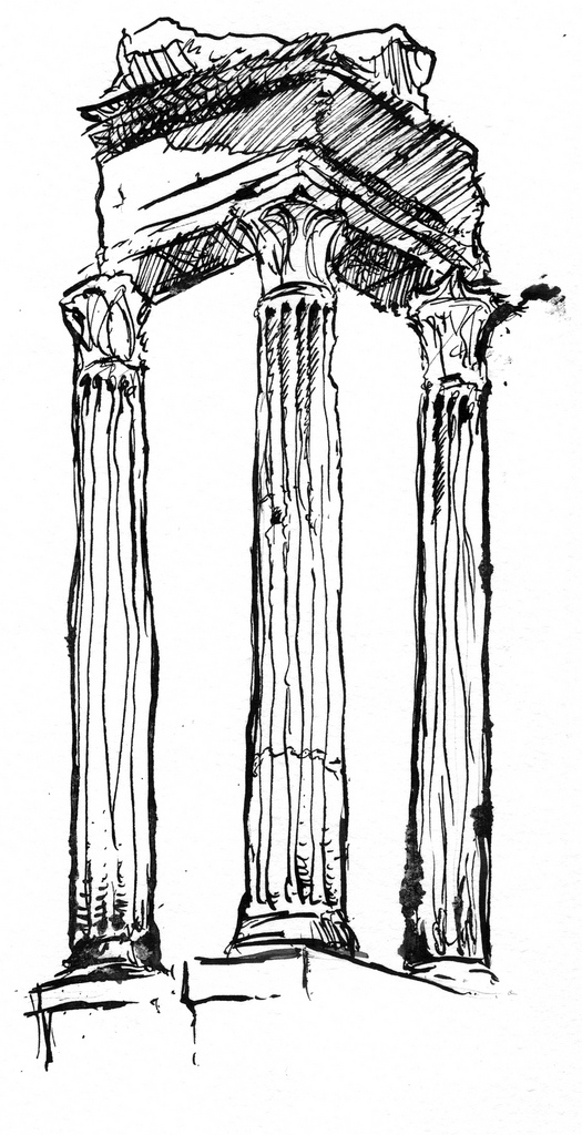 525x1024 Columns, Roman Forum Rome. Quill Pen Amp Ink William - Roman Forum Sketch