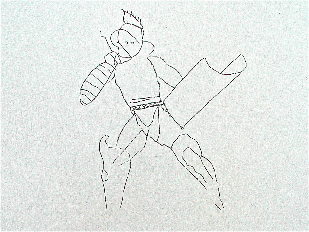 1024x768 Gladiator Graffito Sketch Reproducing An Ancient Roman - Roman Gladiator Sketch