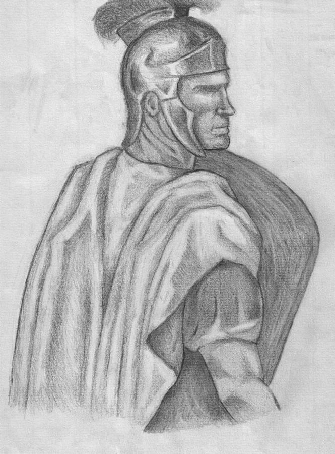 665x900 Roman Drawing By Jeremiah Cook - Roman Warrior Sketch