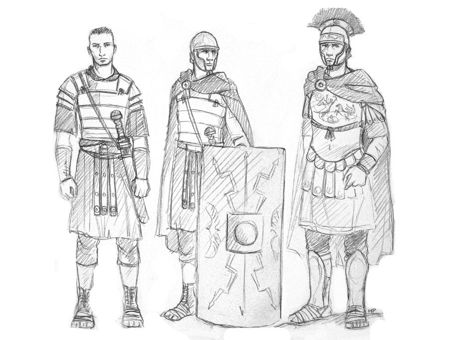 909x682 Roman Soldier Drawing - Roman Warrior Sketch