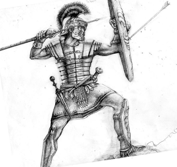 736x697 Roman Armour Drawing - Roman Warrior Sketch
