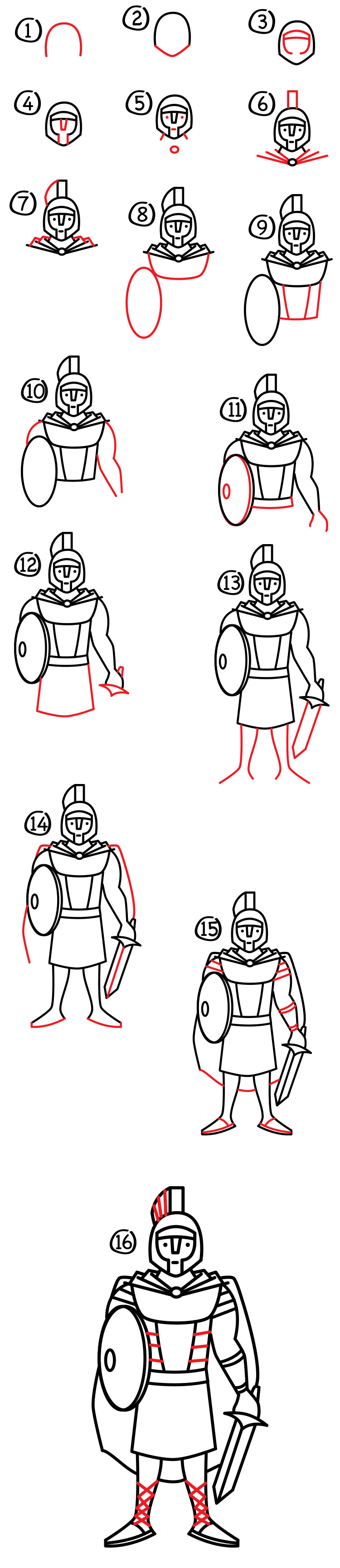 750x3458 How To Draw A Roman Soldier - Roman Warrior Sketch