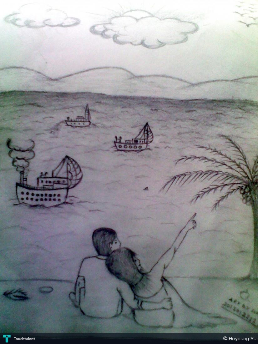 825x1100 Romantic Couple On Beach Touchtalent - Romantic Couple Sketch Images