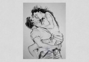 300x210 Romantic Couple Kissing Drawing Sketch Romantic Couple Kiss Pencil - Romantic Kiss Sketch