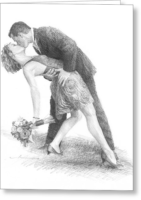 455x646 Romantic Kiss Newlyweds Pencil Portrait Drawing By Mike Theuer - Romantic Kiss Sketch