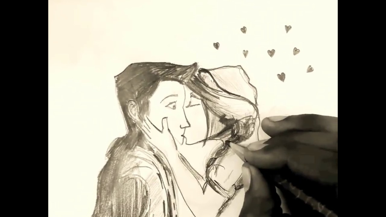 1280x720 Best Romantic Couple Kiss Sketch Sumedh Dongare - Romantic Kiss Sketch