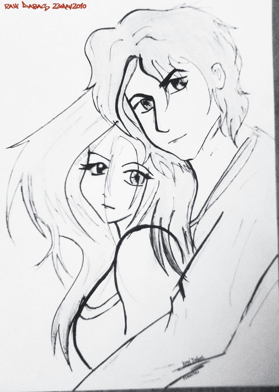 1140x1598 Drawn Couple Romance - Romantic Sketches Of Couples