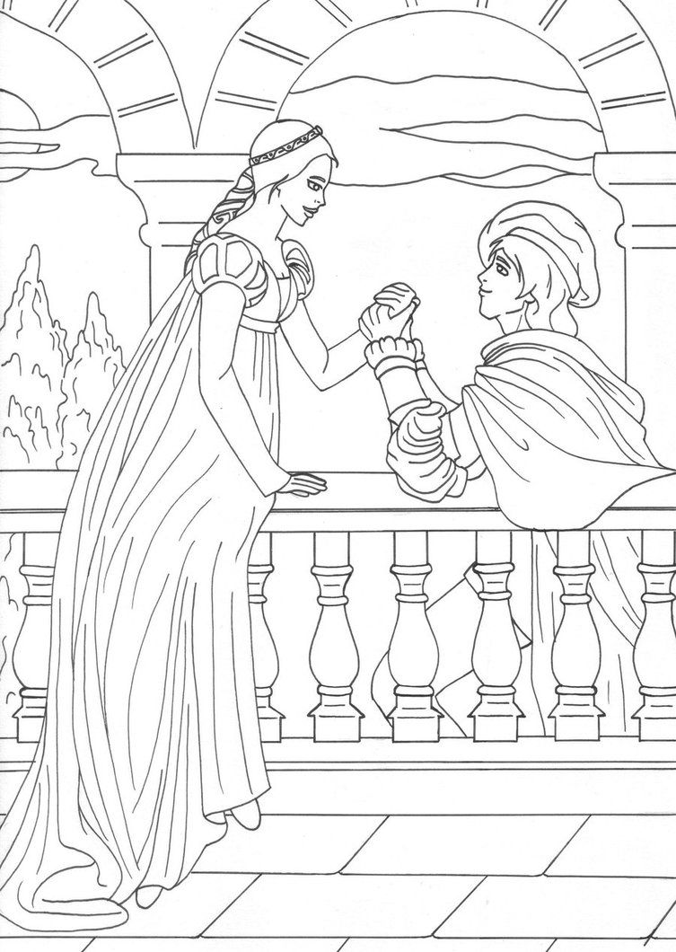 753x1060 Collection Of Free Eras Clipart Romeo And Juliet. Download On Ubisafe - Romeo And Juliet Balcony Scene Sketch