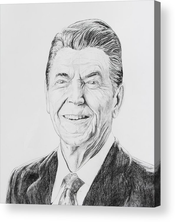 594x750 Ronald Reagan Acrylic Print By Daniel Young - Ronald Reagan Sketch