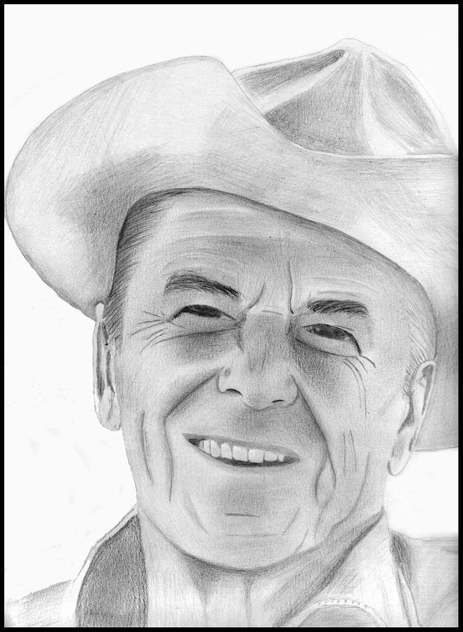 659x900 Ronald Reagan Drawing By Pat Moore - Ronald Reagan Sketch