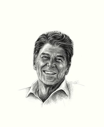 393x480 Ronald Reagan Print X Crafted By Christian Sass - Ronald Reagan Sketch