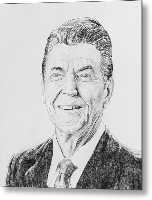 493x646 Ronald Reagan Metal Print By Daniel Young - Ronald Reagan Sketch