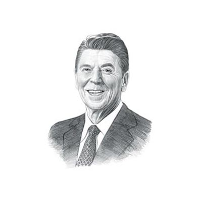 400x436 Ronald Reagan Speech, Tear Down This Wall - Ronald Reagan Sketch