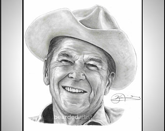 340x270 Ronald Reagan Sketch Etsy - Ronald Reagan Sketch