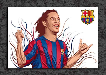 425x302 Tamatina Fc Barcelona Wall Poster - Ronaldinho Sketch