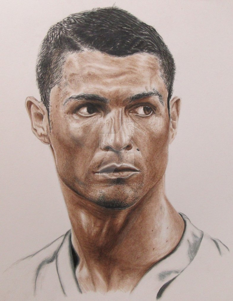 786x1016 Cristiano Ronaldo Using Only Two Colours By Junkdrawings - Ronaldo Sketch