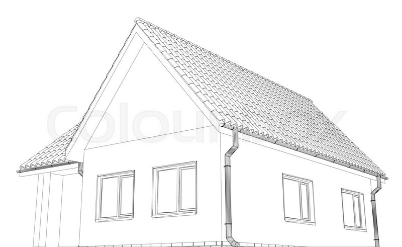 800x491 Vector Sketch Of The Cottage With A Roof. Illustration Created Of - Roof Sketch