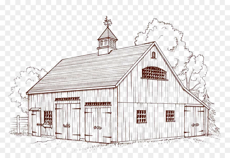 900x620 Barn Roof House Facade Sketch - Roof Sketch