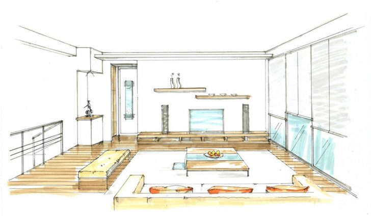728x438 Living Room Interior Design Sketch Archives - Room Design Sketch