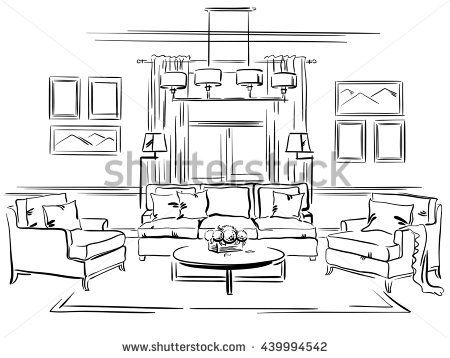 450x358 Living Room Clipart Line Drawing Free Collection Download And - Room Sketch Free