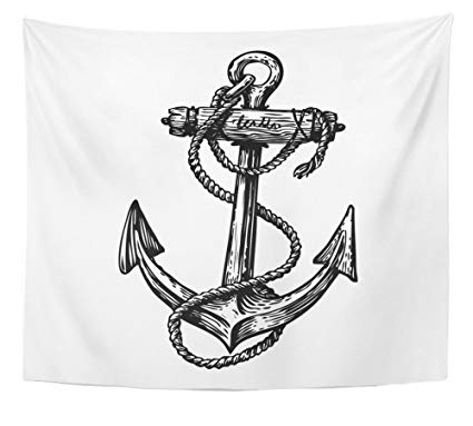 425x383 Emvency Tapestry Wall Hanging Hand Vintage Anchor With - Rope Sketch