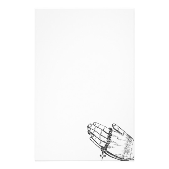 540x540 Praying Hands With Rosary Beads Stationery - Rosary Beads Sketch