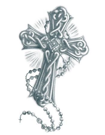 350x450 Cross With Rosary Tattooednow! Ltd. - Rosary Sketch