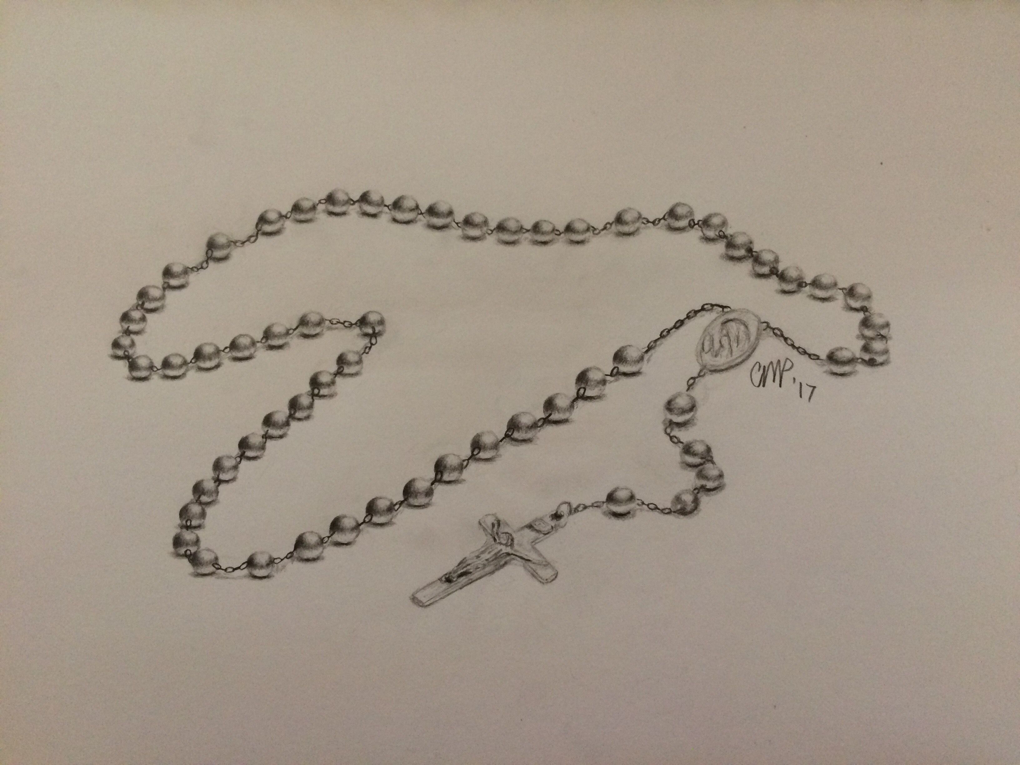 3264x2448 Realistic Sketch I Did Of A Rosary My Own Creations - Rosary Sketch