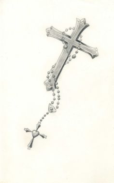 236x378 Drawn Cross Rosary - Rosary Tattoo Sketches