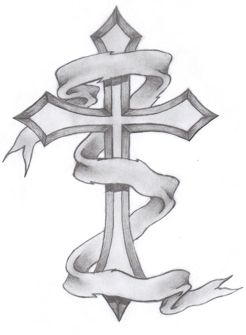 844x1149 Drawn Cross Tatto - Rosary Tattoo Sketches