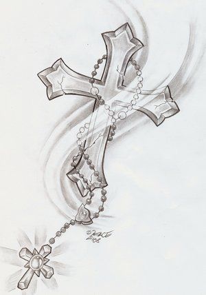 300x428 Rosary And Cross Tattoo Design Crazy Love Rosary Tattoos - Rosary Tattoo Sketches