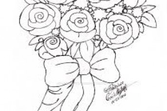 343x228 Realistic Flower Bouquet Drawing - Rose Bouquet Sketch