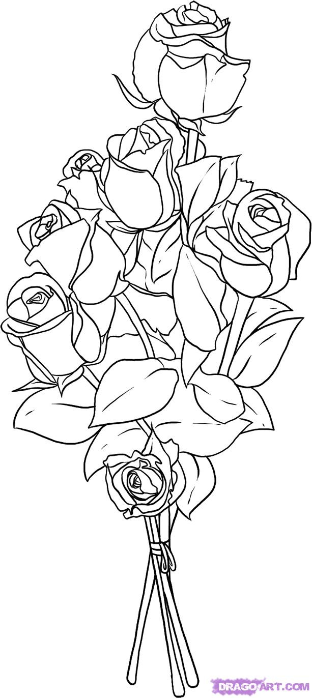 Rose Bouquet Sketch at PaintingValley.com | Explore collection of Rose