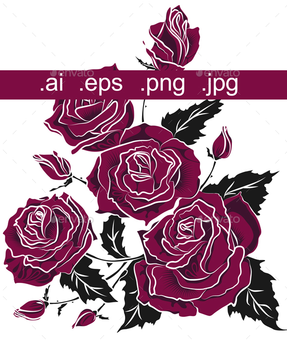 590x703 Roses Bouquet Tattoo Sketch. Floral Triangular Composition By - Rose Bouquet Sketch