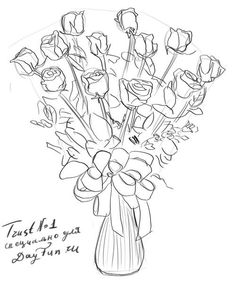 236x288 Flower Bouquet Drawing Simple Drawings Of Flower Bouquet How To - Rose Bouquet Sketch